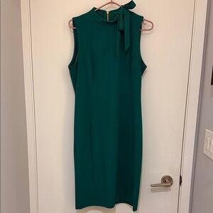 Calvin Klein Green Midi Dress with Neck Bow